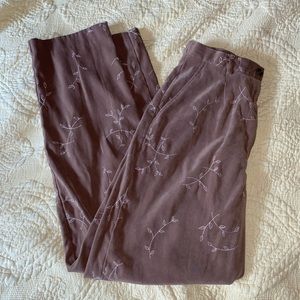 Suede embroidered pants